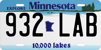 MN license plate 932LAB