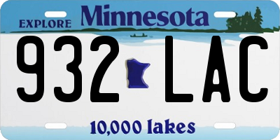 MN license plate 932LAC