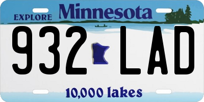 MN license plate 932LAD