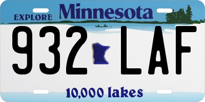 MN license plate 932LAF