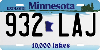 MN license plate 932LAJ