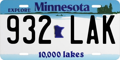 MN license plate 932LAK