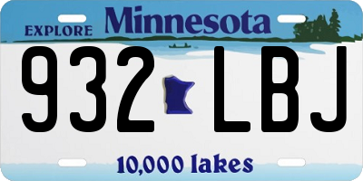 MN license plate 932LBJ