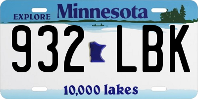MN license plate 932LBK
