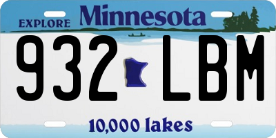 MN license plate 932LBM
