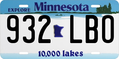 MN license plate 932LBO