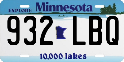 MN license plate 932LBQ