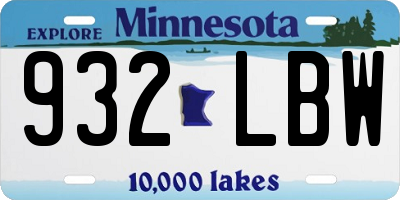 MN license plate 932LBW