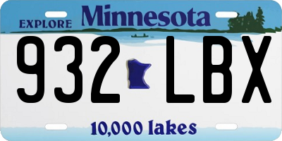 MN license plate 932LBX