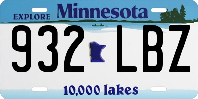 MN license plate 932LBZ