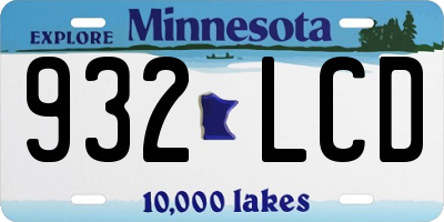 MN license plate 932LCD