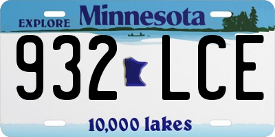 MN license plate 932LCE