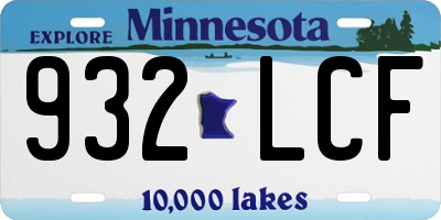 MN license plate 932LCF