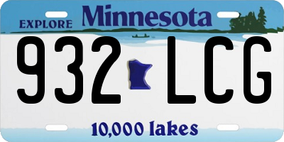 MN license plate 932LCG