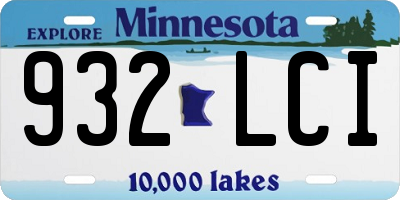 MN license plate 932LCI