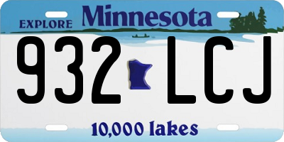 MN license plate 932LCJ