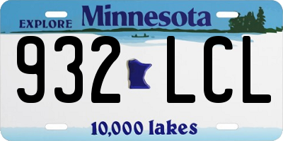 MN license plate 932LCL