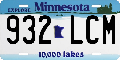MN license plate 932LCM