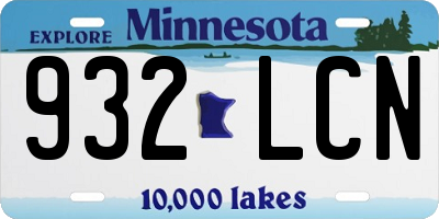 MN license plate 932LCN