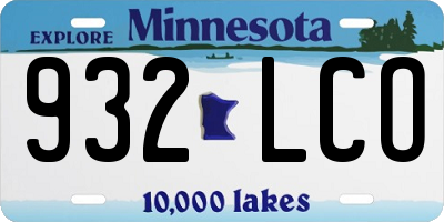 MN license plate 932LCO