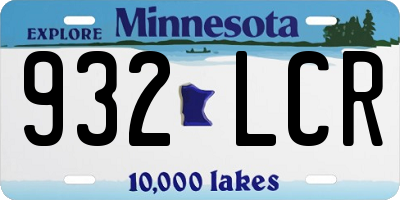 MN license plate 932LCR