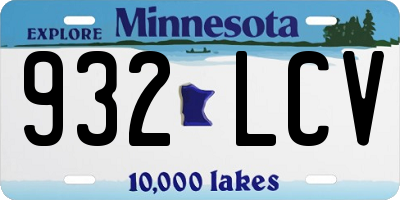 MN license plate 932LCV