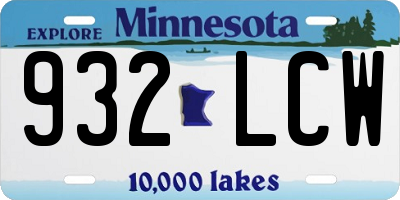 MN license plate 932LCW