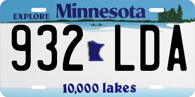 MN license plate 932LDA