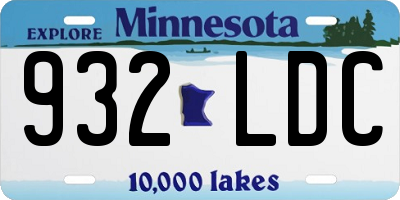 MN license plate 932LDC