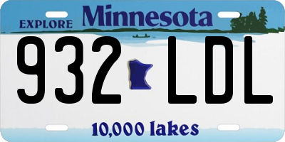 MN license plate 932LDL