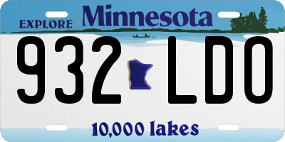 MN license plate 932LDO