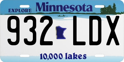 MN license plate 932LDX