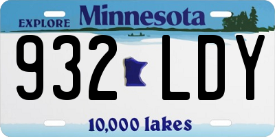 MN license plate 932LDY