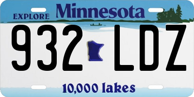 MN license plate 932LDZ