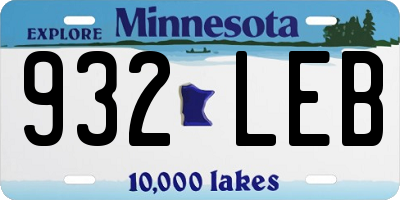 MN license plate 932LEB