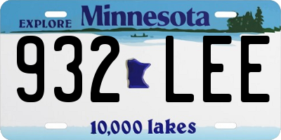 MN license plate 932LEE
