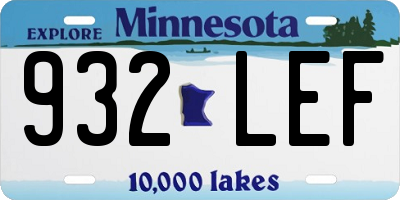 MN license plate 932LEF