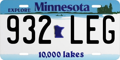 MN license plate 932LEG