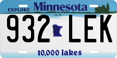 MN license plate 932LEK