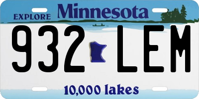 MN license plate 932LEM