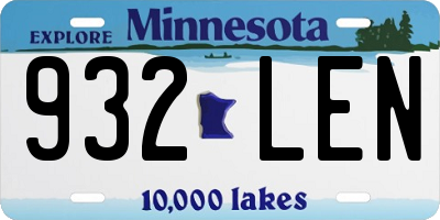 MN license plate 932LEN