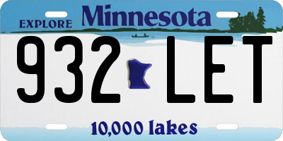 MN license plate 932LET
