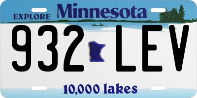 MN license plate 932LEV