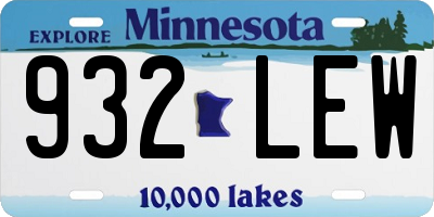 MN license plate 932LEW