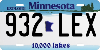 MN license plate 932LEX