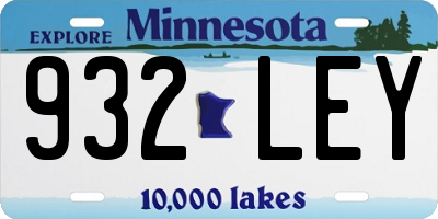 MN license plate 932LEY