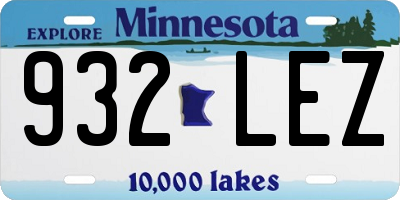 MN license plate 932LEZ