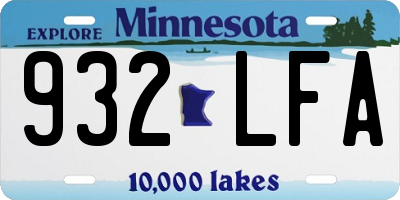 MN license plate 932LFA