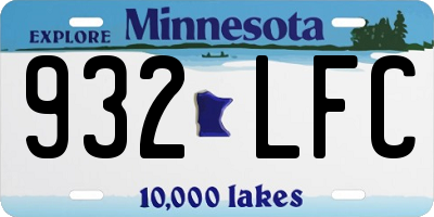 MN license plate 932LFC