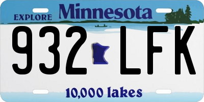 MN license plate 932LFK
